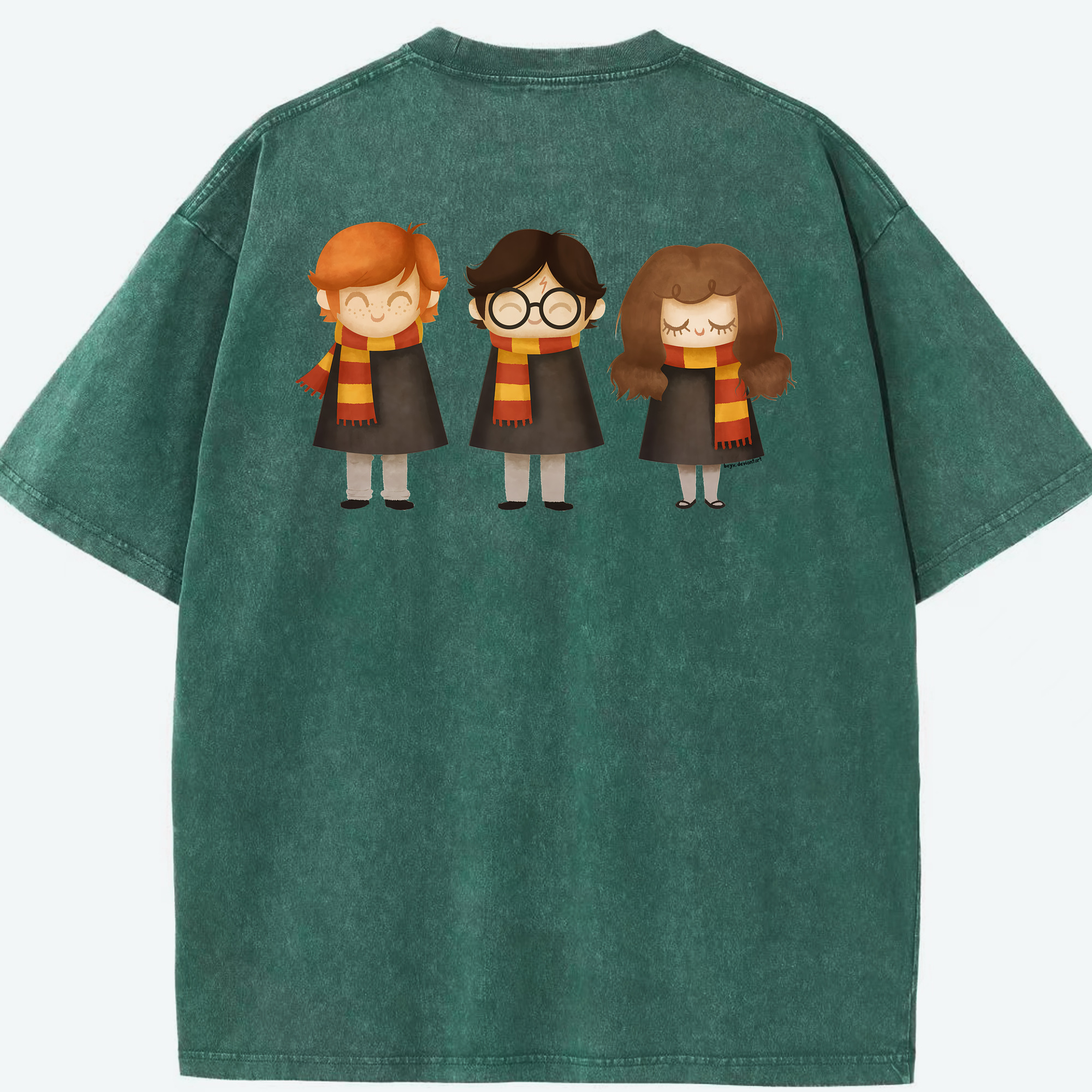 （画像用） Harry Potter ハリー・ポッターシリーズ 綿100% ヴィンテージ風 半袖Tシャツ（背面プリント）